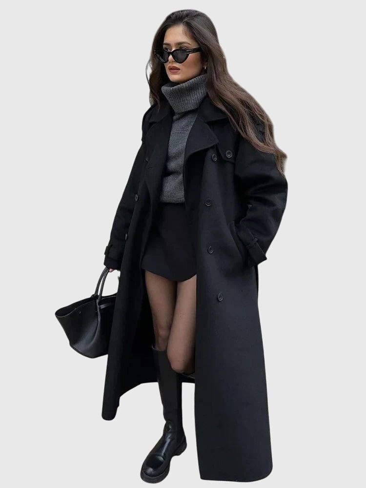 Anika | Timeless Black Overcoat