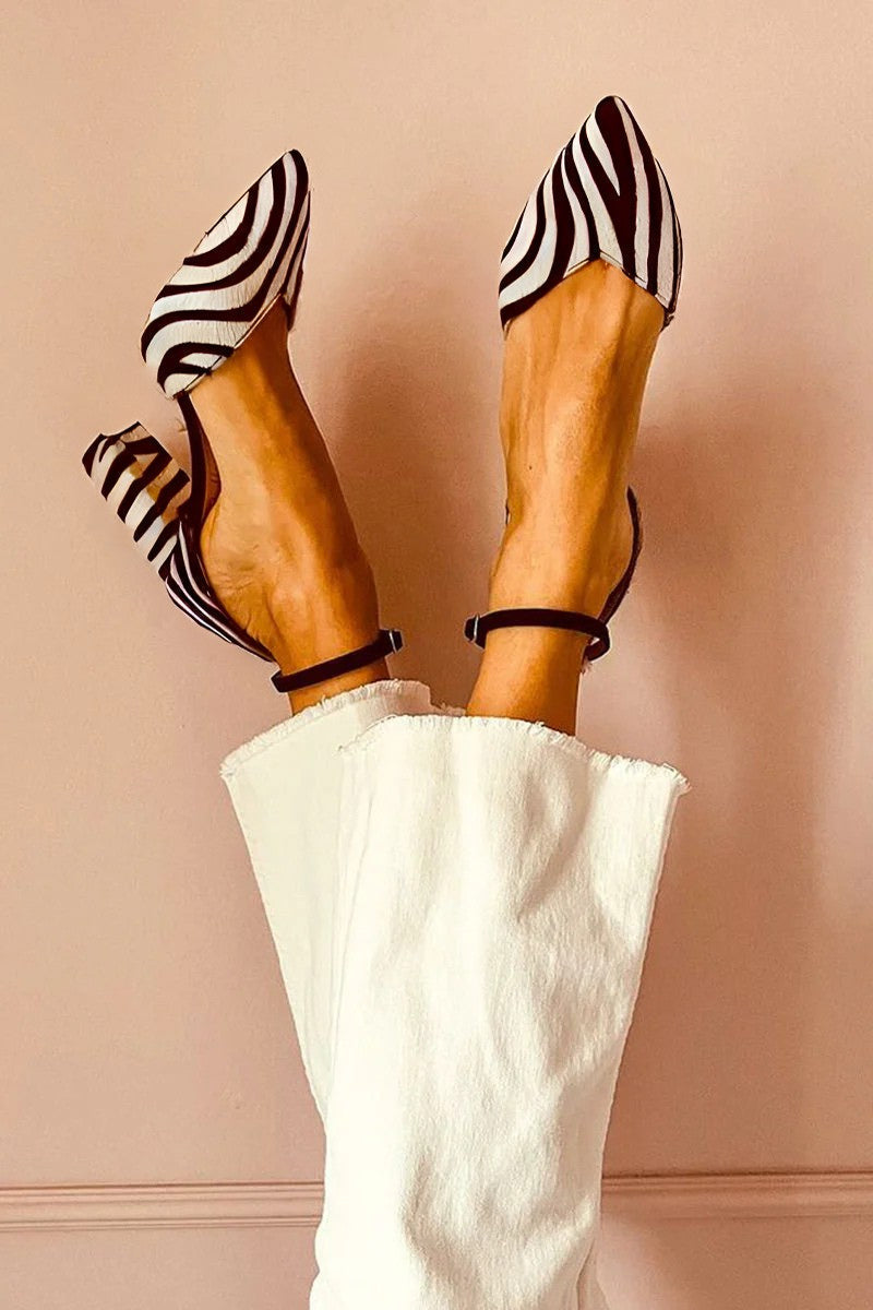 Zebrina™ | Zebra Print Mid-Heel Sandals with Strap