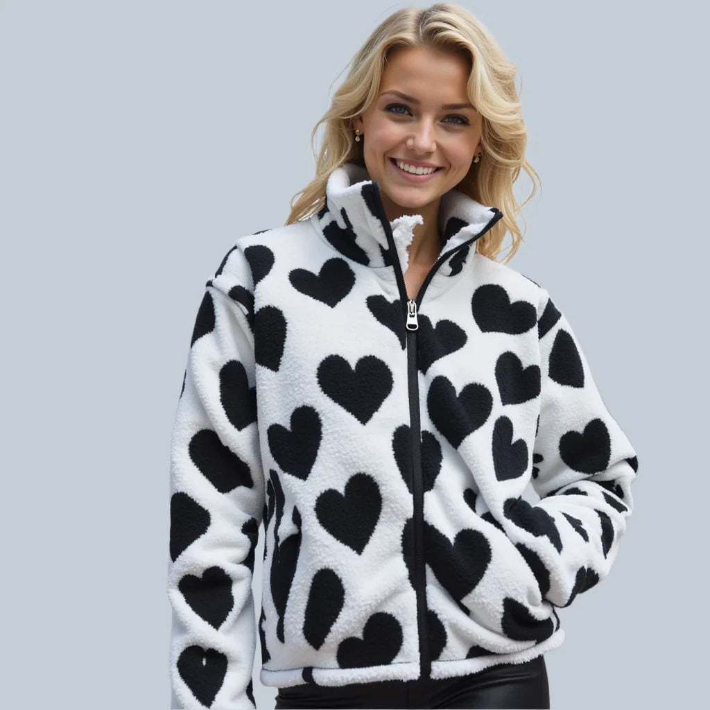 Dianne – Cozy Reversible Jacket with Heart Print
