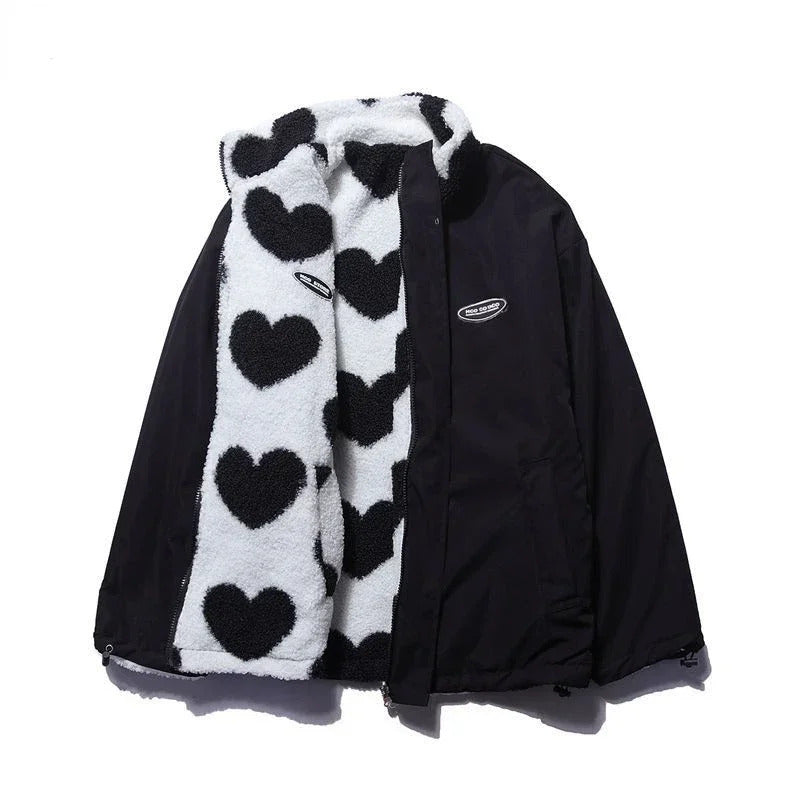 Dianne – Cozy Reversible Jacket with Heart Print