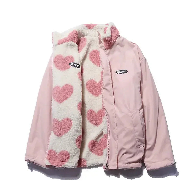 Dianne – Cozy Reversible Jacket with Heart Print