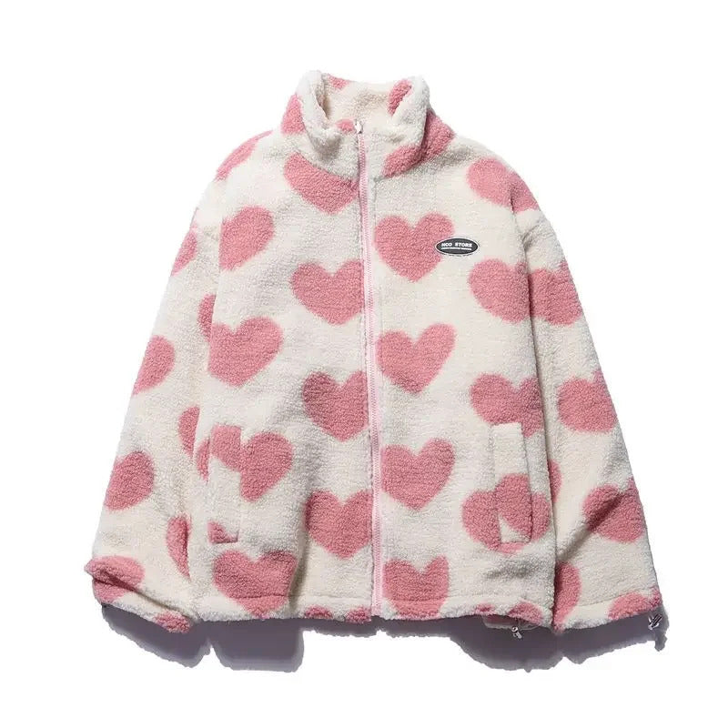 Dianne – Cozy Reversible Jacket with Heart Print