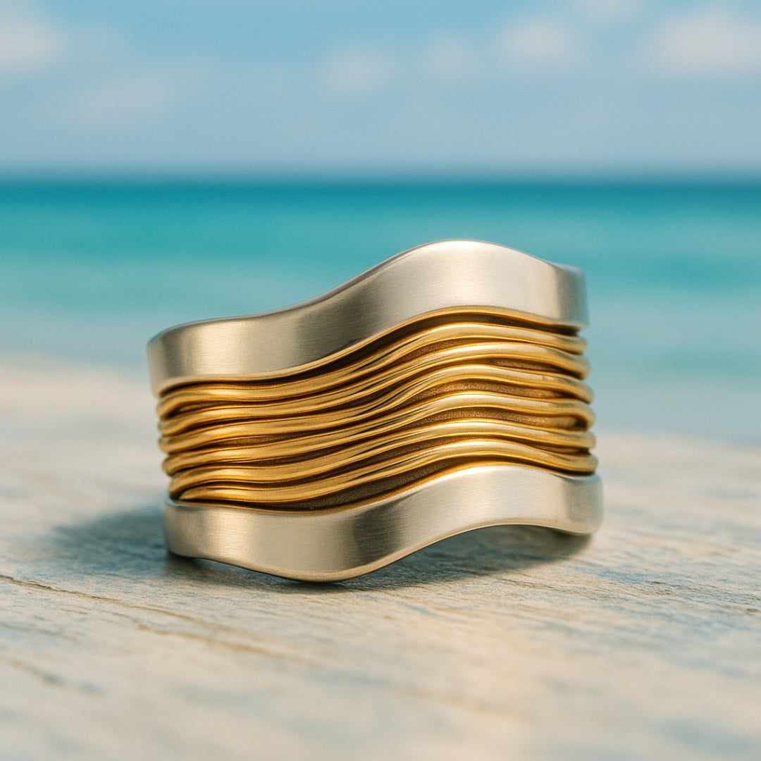 Silver and Gold Threaded Ring