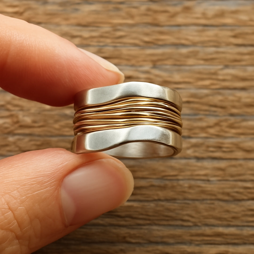 Silver and Gold Threaded Ring