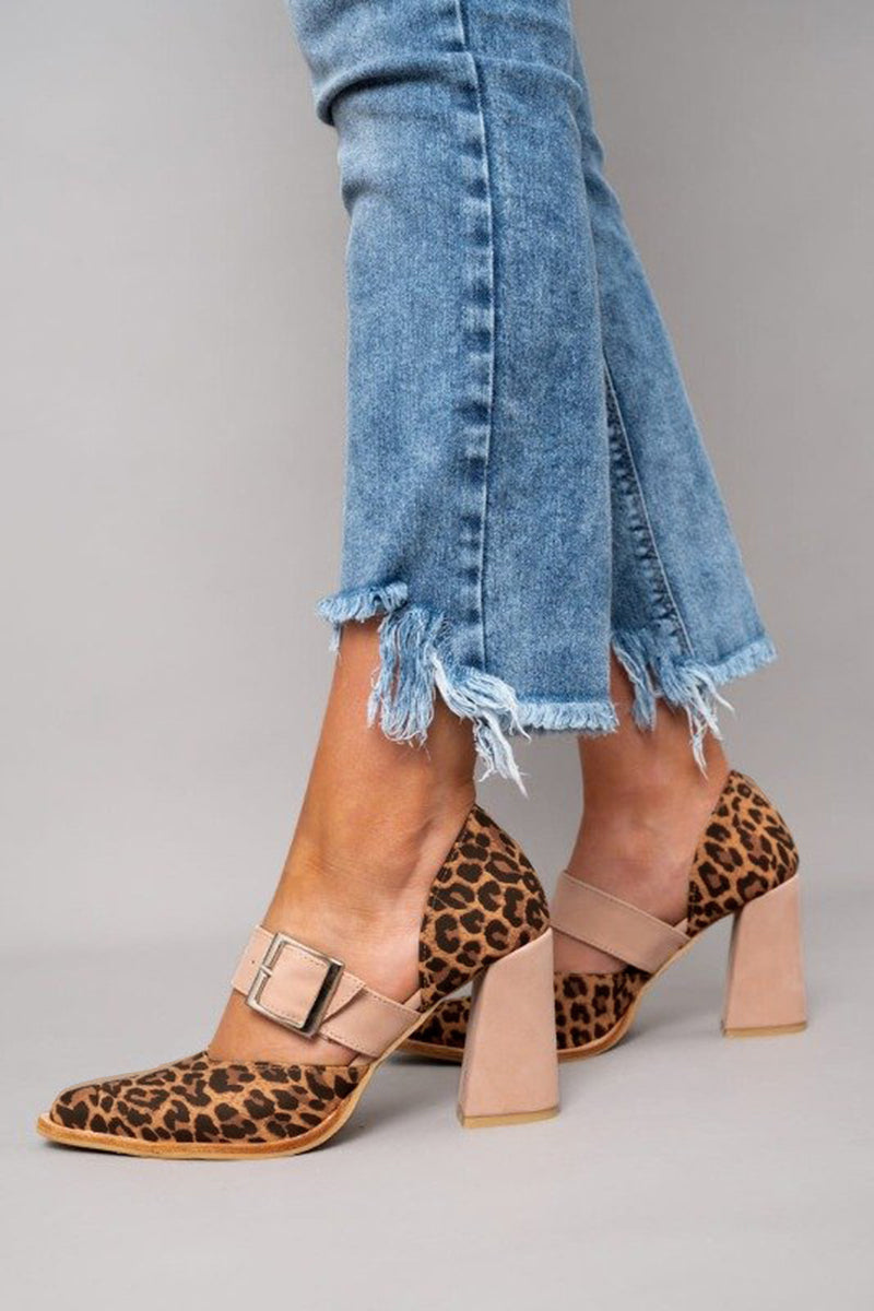 Selveta | Sturdy Leopard Print Suede Heels