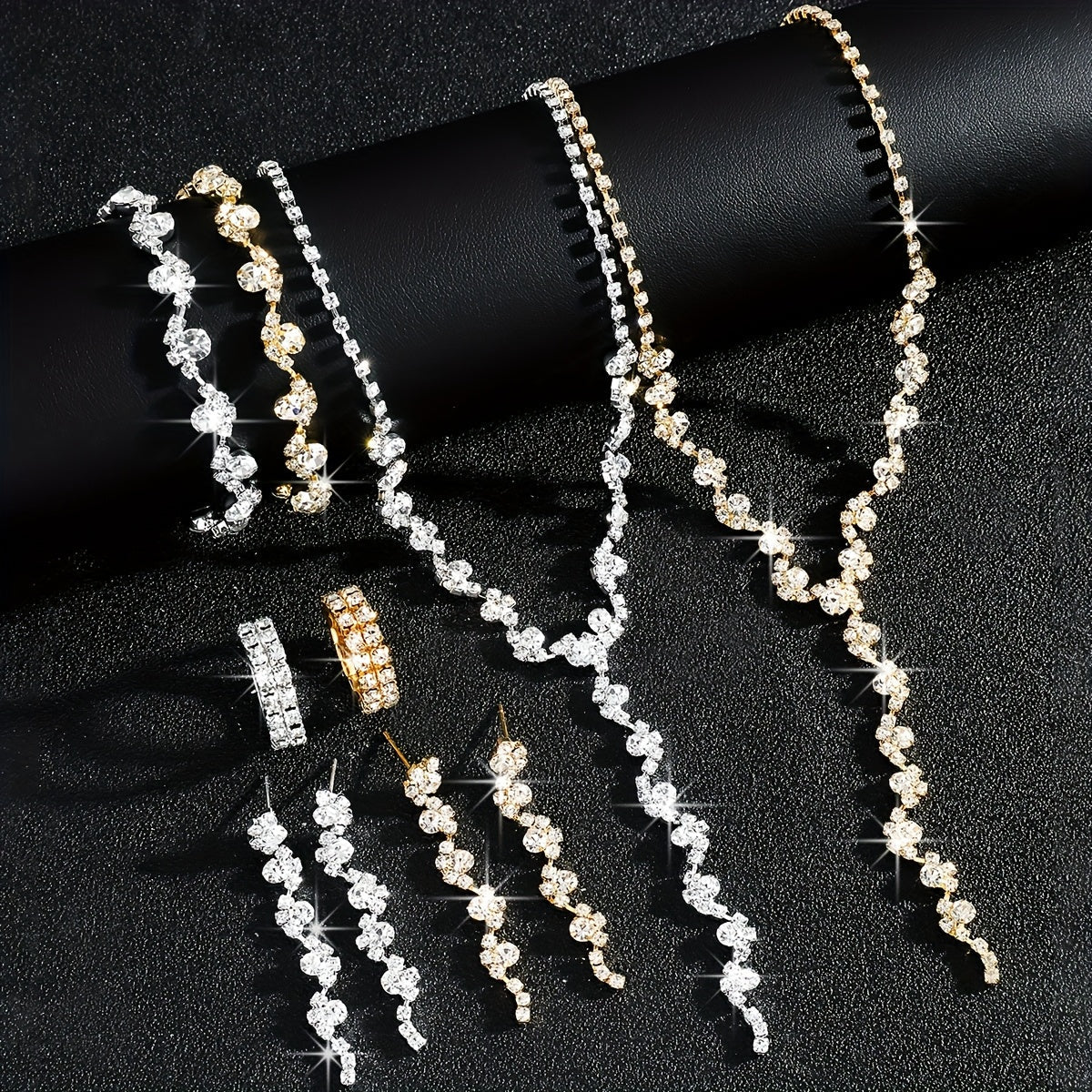 Valerine | Luxurious Sparkling Floral Jewelry Set