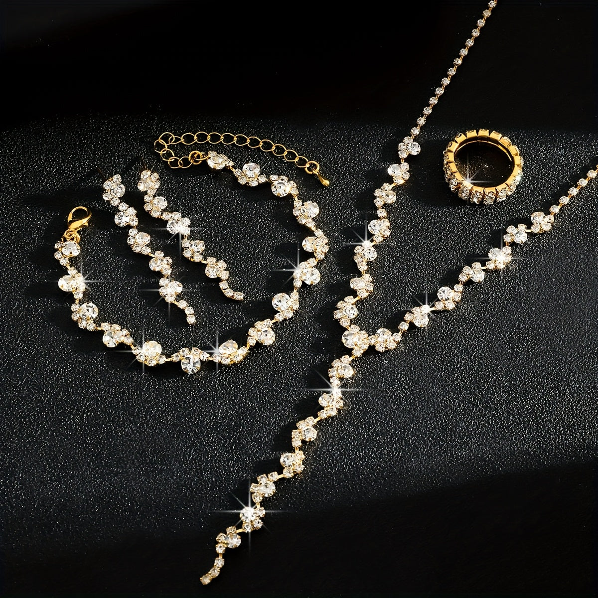 Valerine | Luxurious Sparkling Floral Jewelry Set