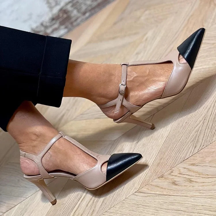 Evrardine | Bi-Color Pointed Court Heels
