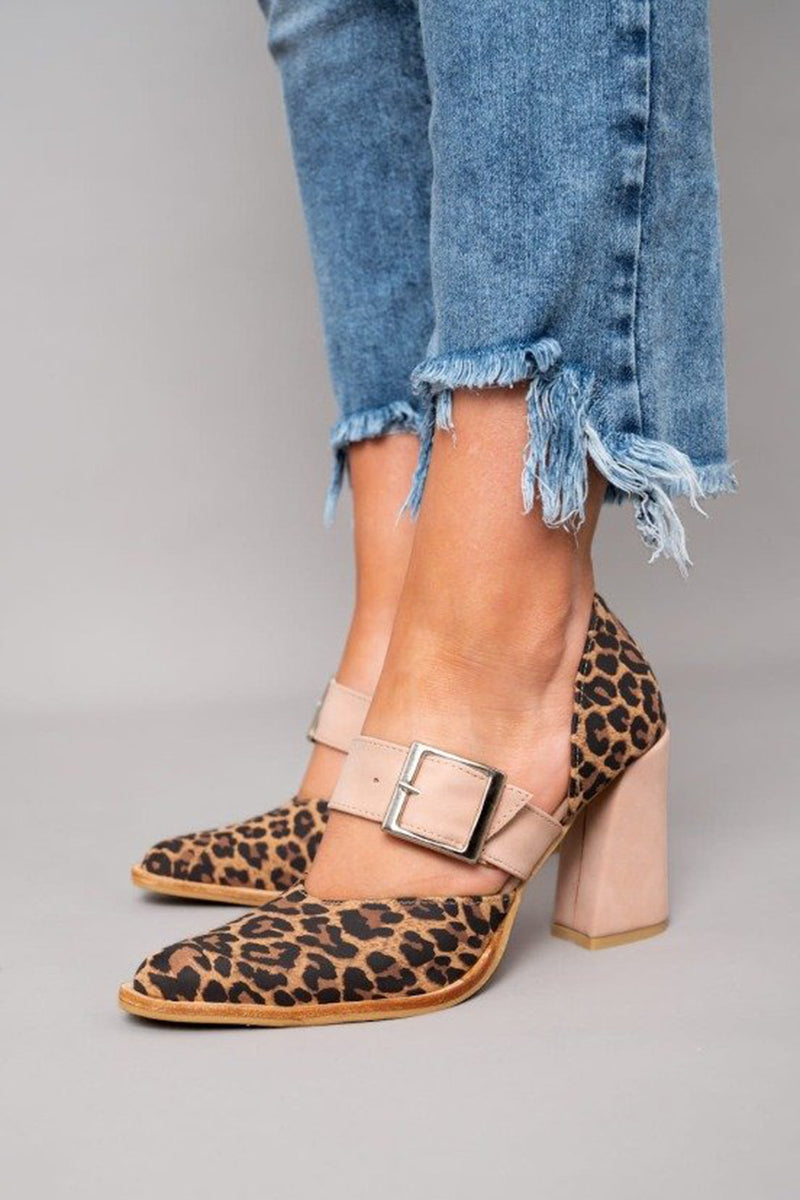 Selveta | Sturdy Leopard Print Suede Heels