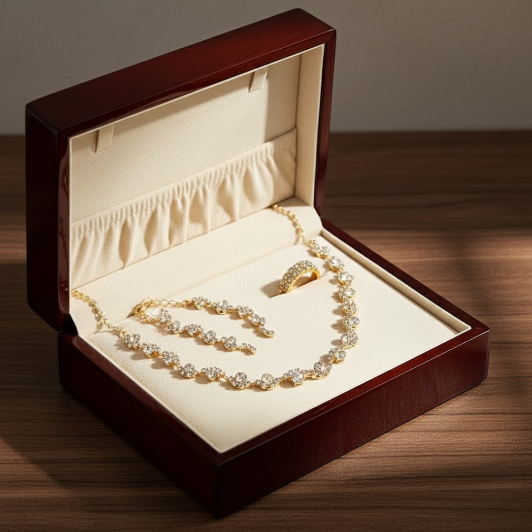 Valerine | Luxurious Sparkling Floral Jewelry Set