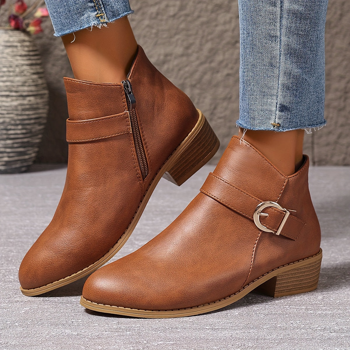 Amélina™ – Cozy Ankle Boots with Buckle Designed for Sensitive Feet