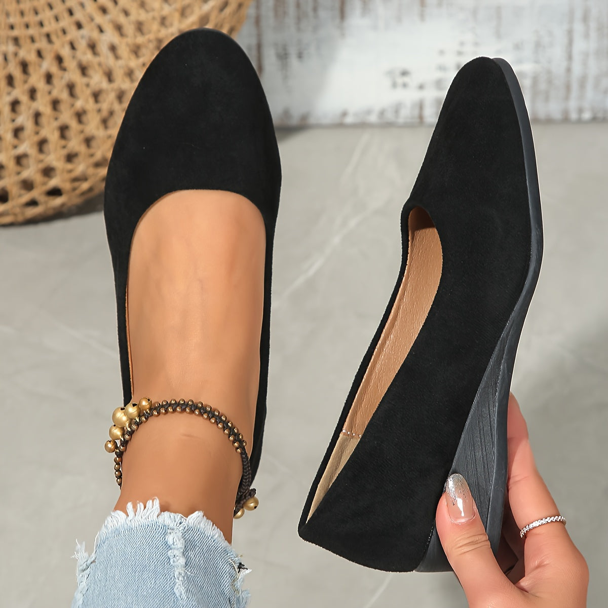 Éliane™ – Cozy Wedge-Heeled Ballet Flats