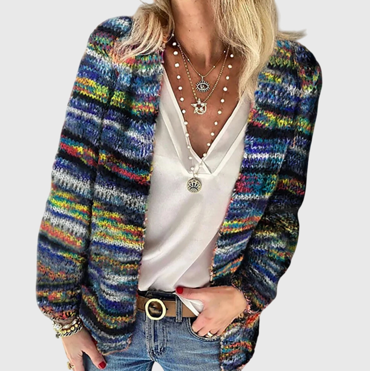Abigail - Striped Colorful Cardigan