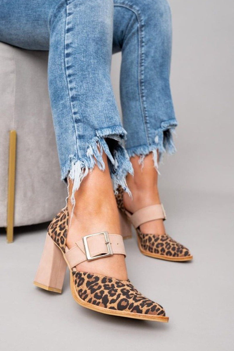 Selveta | Sturdy Leopard Print Suede Heels
