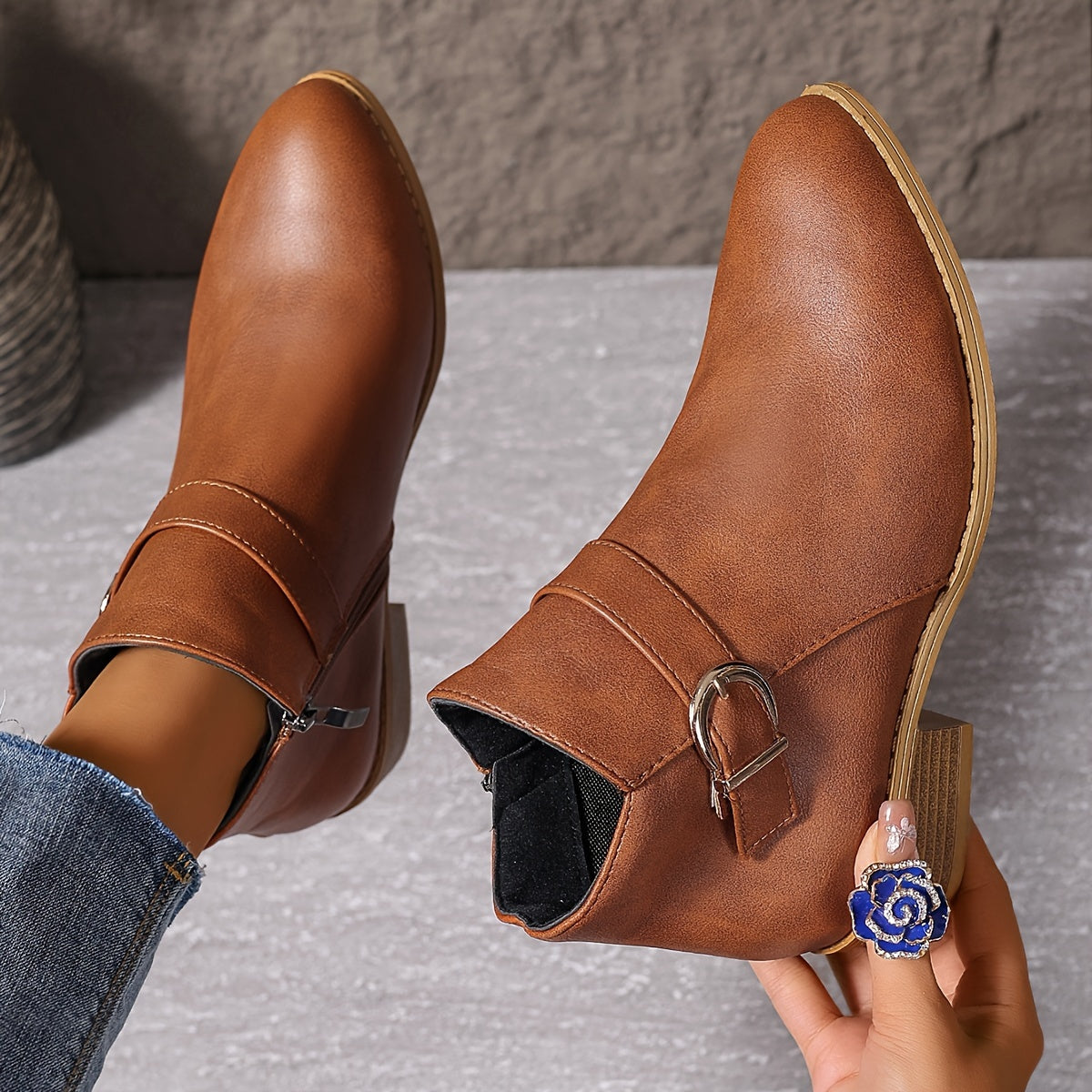 Amélina™ – Cozy Ankle Boots with Buckle Designed for Sensitive Feet