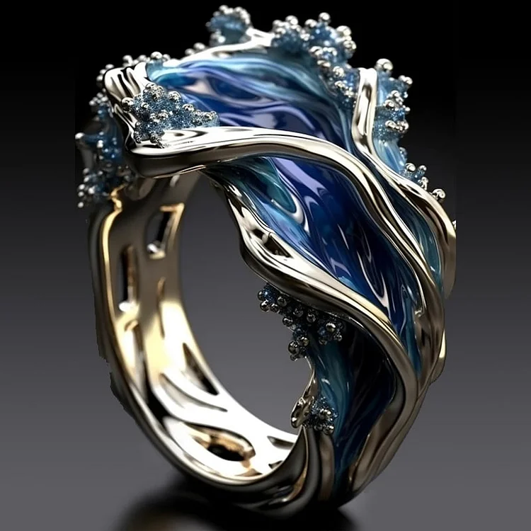 Radiant Ocean Wave Gold Ring