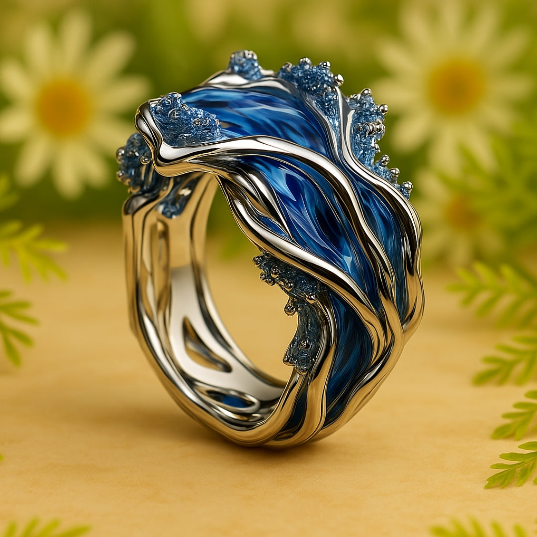 Radiant Ocean Wave Gold Ring