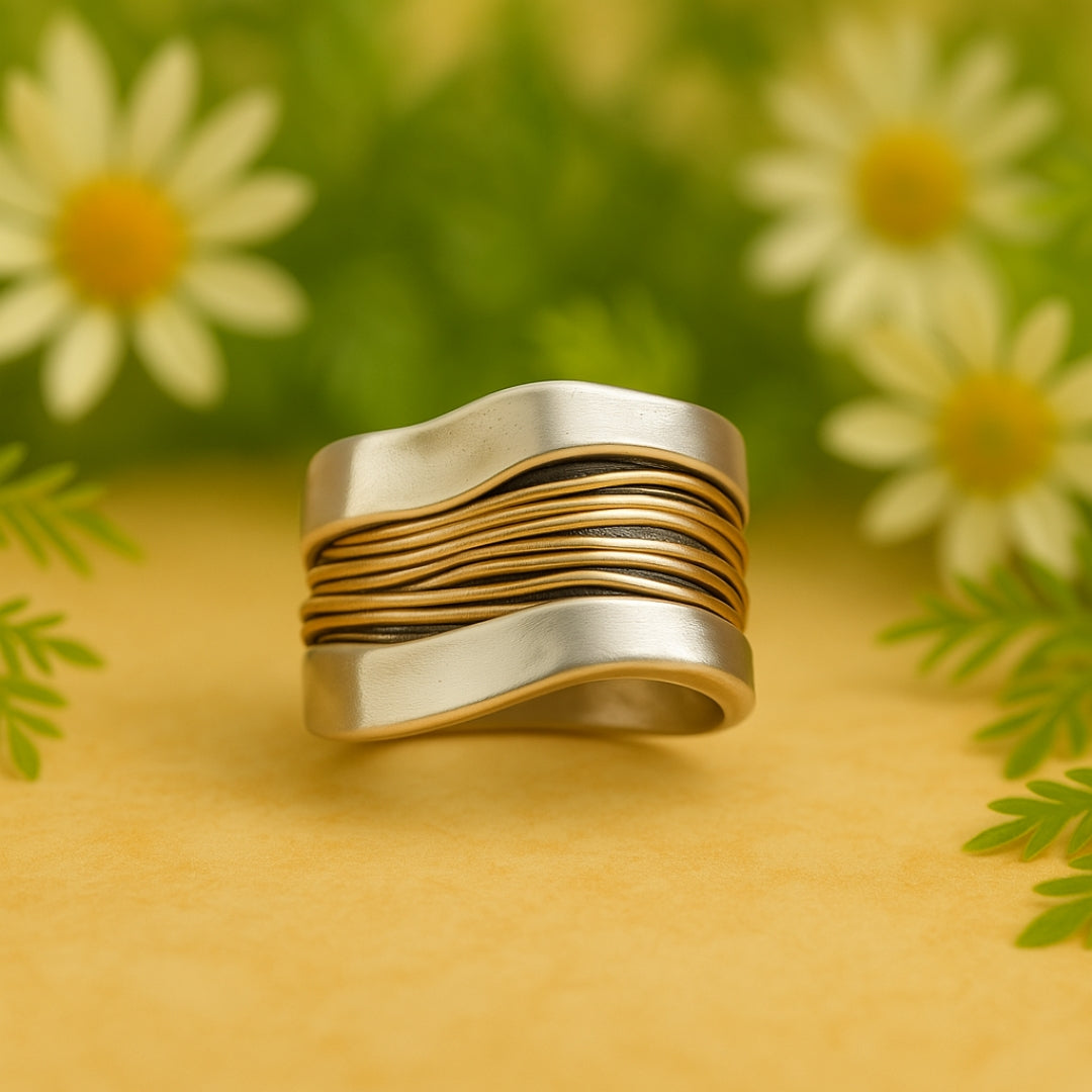 Silver and Gold Threaded Ring